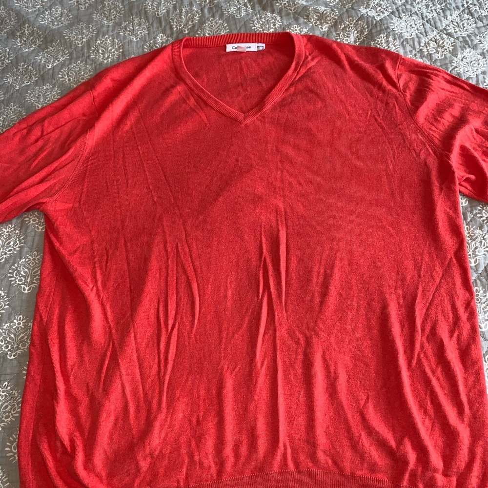 Calvin Klein 2XL Orange V Neck Sweater